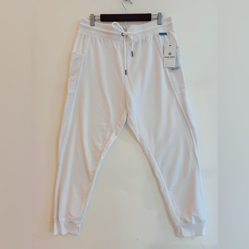 Nine West Active White Jogger Pants Women’s XL Mesh Side Panels Drawstring NWT - Picture 5 of 7